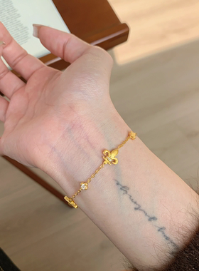 拉丝鸢尾花手链轻奢小众精致复古