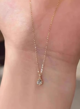 水滴吊坠项链女细闪清冷感锁骨链