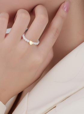 珍珠戒指女款小众设计弹力食指戒