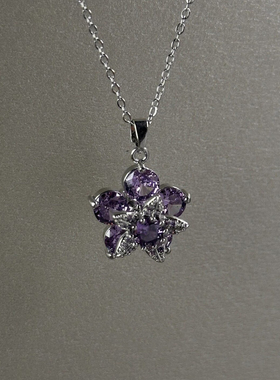 可旋转紫色花朵项链女款2025新款