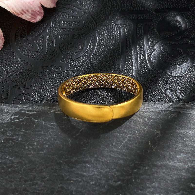 Chinese gold pure gold living mouth old double happiness couple men's ring new birthday holiday gift recommendation