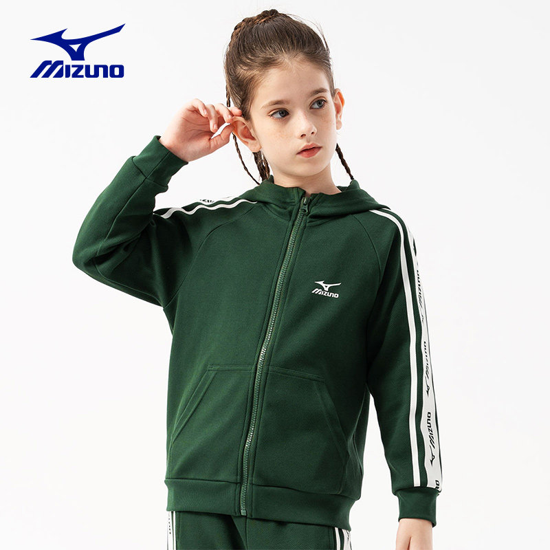 Mizuno美津浓男女童休闲外套春秋洋气中大儿童学生连帽开衫棒球服 李宁棒球实拍商品图