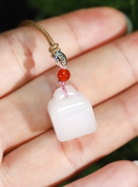 羊脂金丝玉印章吊坠男女情侣款