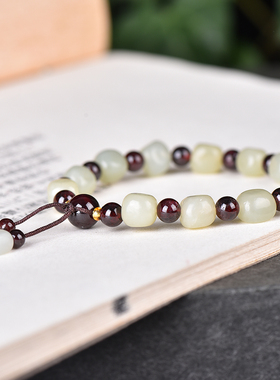 和田玉籽料原石石榴手串情侣手饰