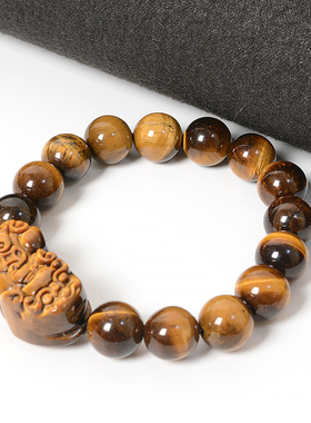 黄虎眼石貔貅手串情侣礼物高级款