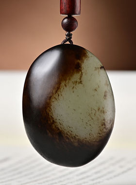 和田玉籽料黑皮吊坠男女七夕礼物