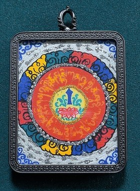 手绘六字箴言唐卡吊坠情侣礼物款