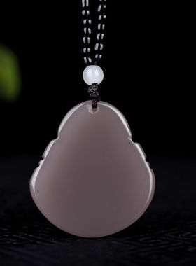 和田玉烟紫色佛公吊坠情侣礼物款