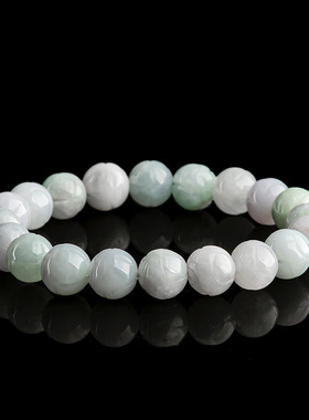 A货翡翠莲花手串玉石手链男女款