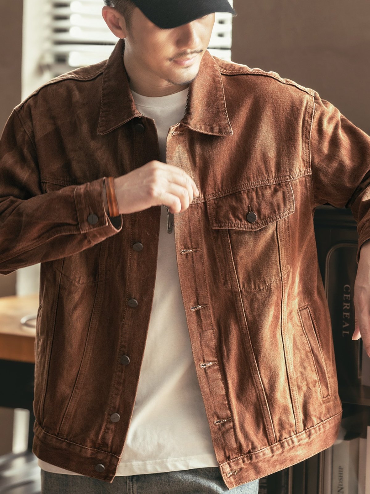 美式复古重磅工装牛仔夹克男士春秋潮牌宽松大码痞帅猎装休闲外套,淘宝优惠券,粉丝福利购,淘宝优惠卷