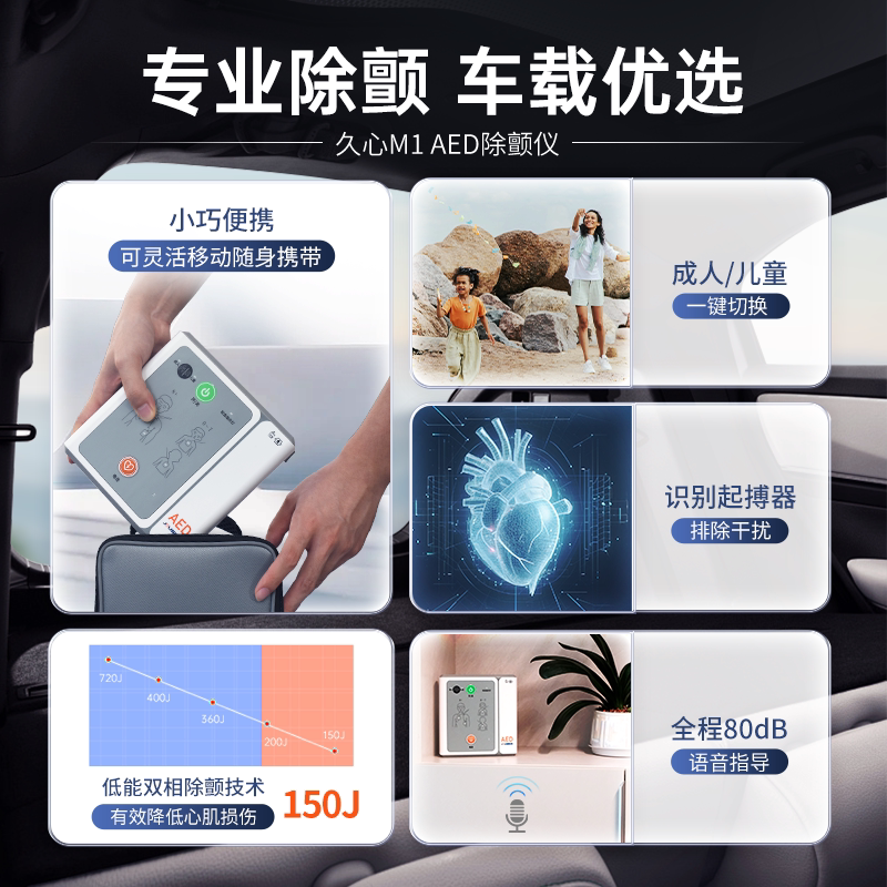 久心医疗车载aed便携式全半自动体外除颤器应急救护一体机iAED-M1