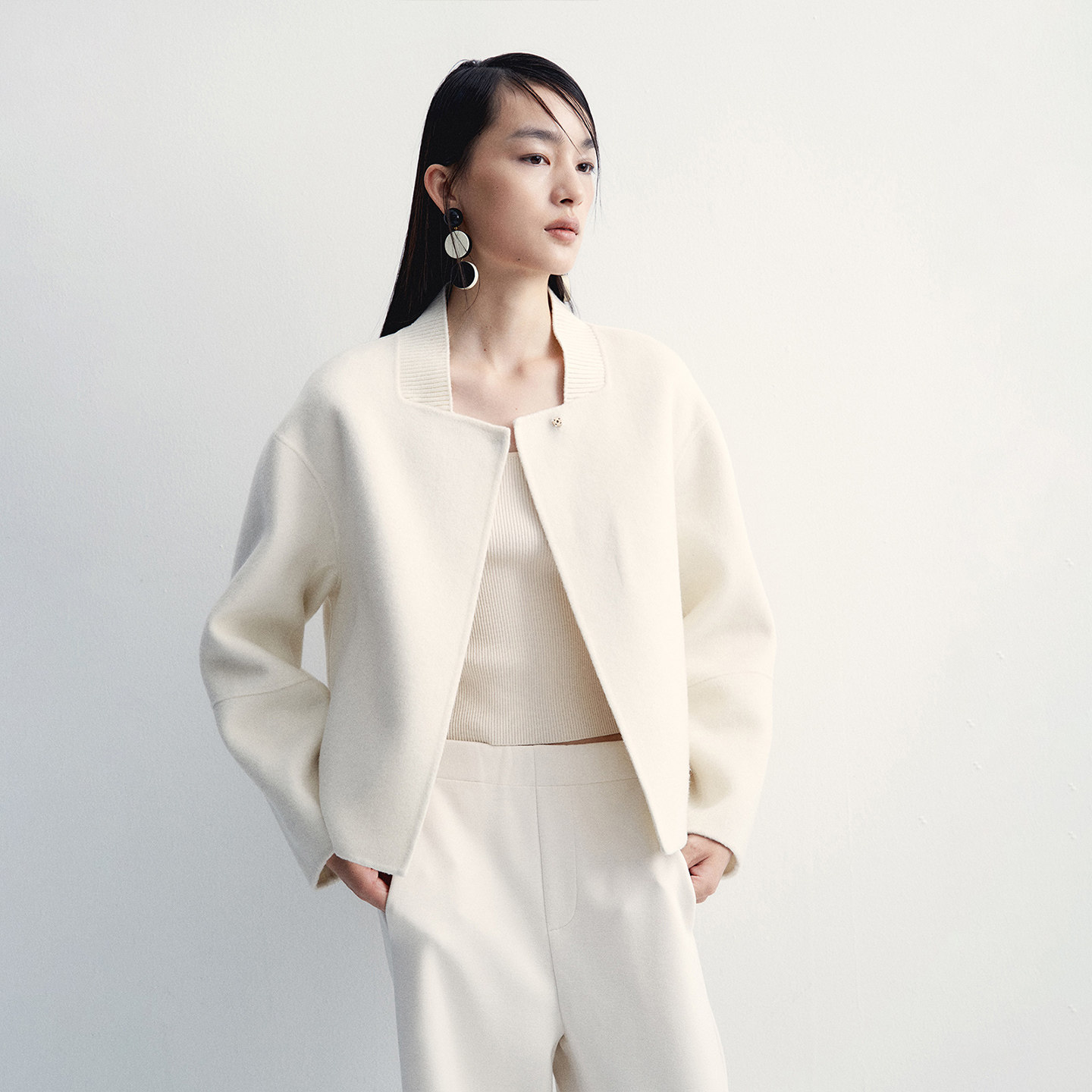 Re-BLUE轻奢优雅女装时尚小立领短款全羊毛毛呢外套,淘宝优惠券,粉丝福利购,淘宝优惠卷