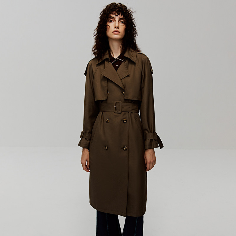 Re-BLUE轻奢优雅女装经典英伦风双排扣长风衣外套,淘宝优惠券,粉丝福利购,淘宝优惠卷