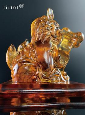 奥比多柳源中式釉面狮子桌面摆件，万事如意，乔迁，开业，离职礼