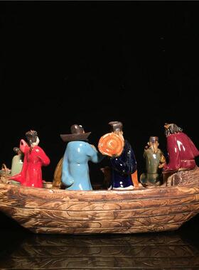 石湾娃娃八仙过海陶艺饰品创意客厅电视柜博古架饰品家居装饰礼品