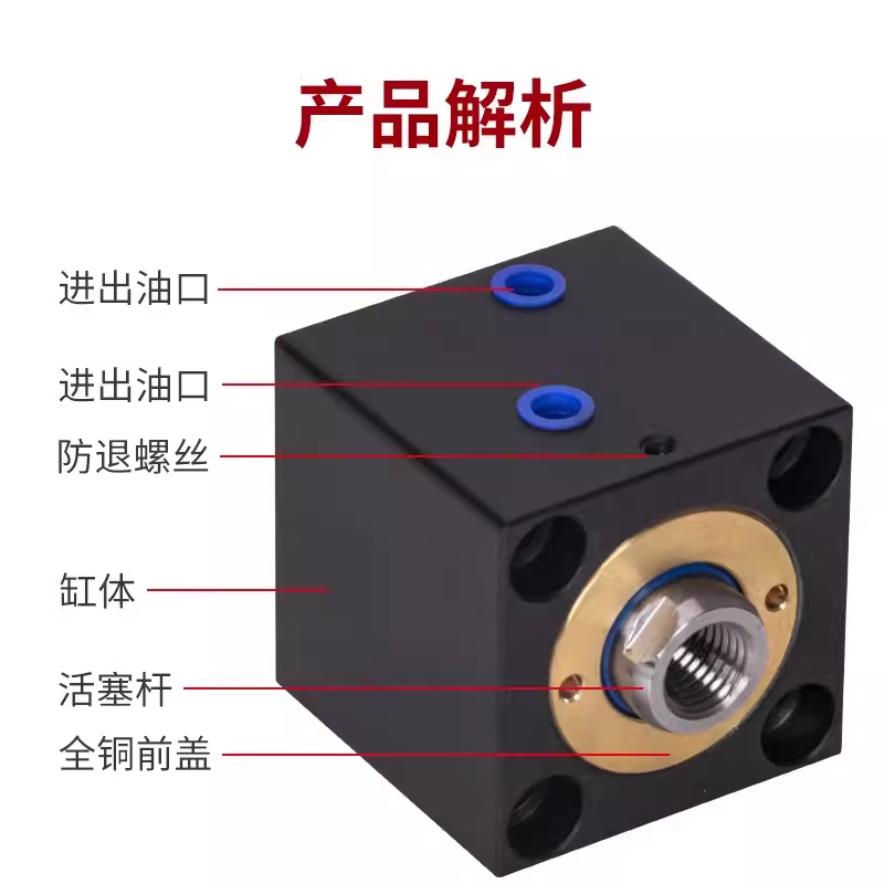 薄型油缸ISD/JOB/CX-SD LA32 40 50 63X20*25*10*30*80方形液压缸 - 图1