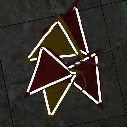 安全警示彩旗 红白绿三角旗 围栏彩旗 电力施工警示旗反光 - 图2