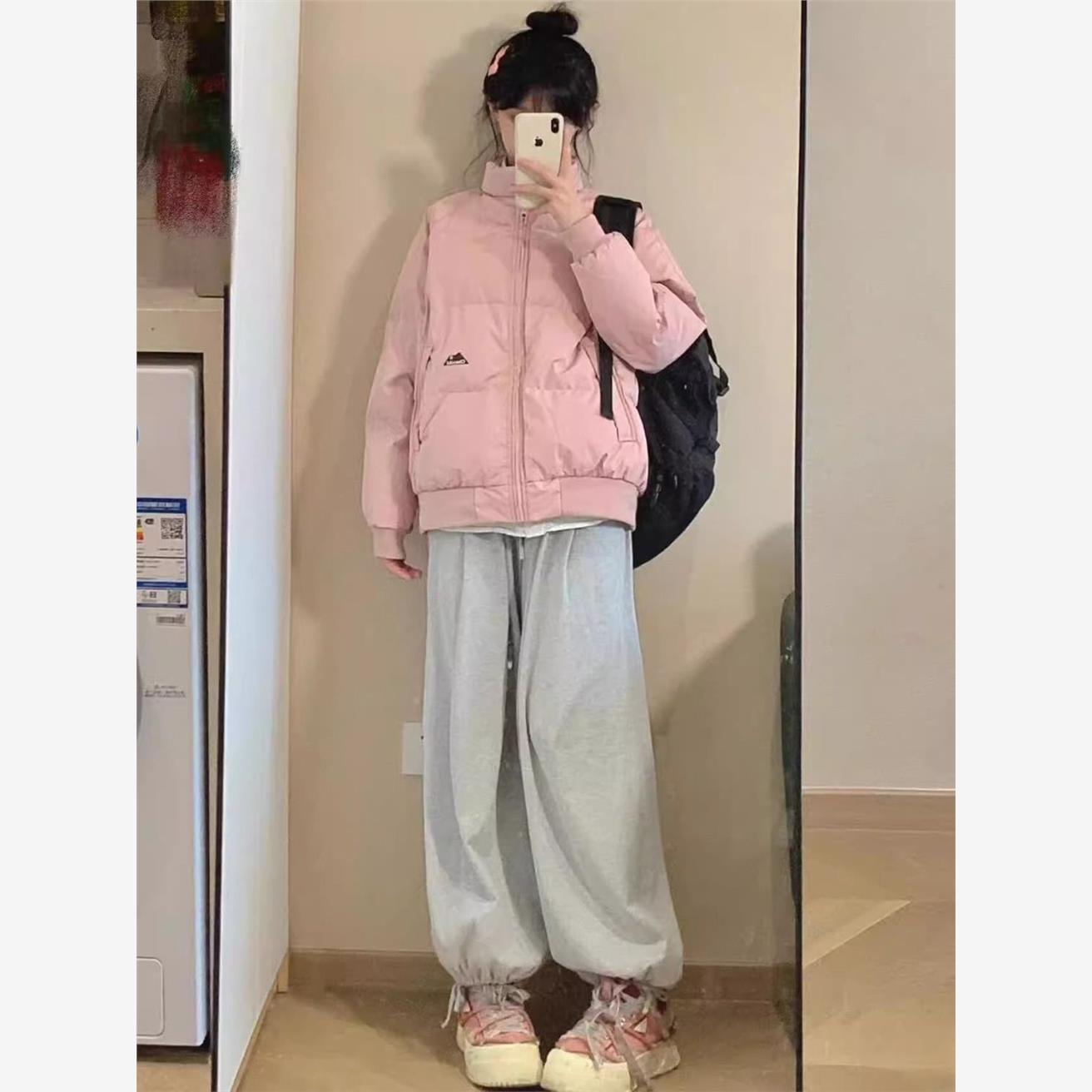 立领羽绒棉服女冬季2025新款小个子宽松复古保暖棉衣加厚棉袄外套 - 图1