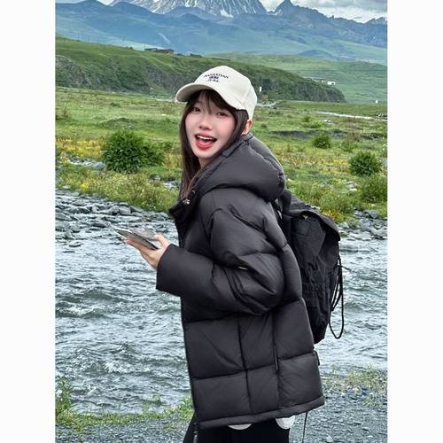 短款羽绒棉服2025冬新款小个子加厚保暖学生连帽休闲加热面包外套 - 图0