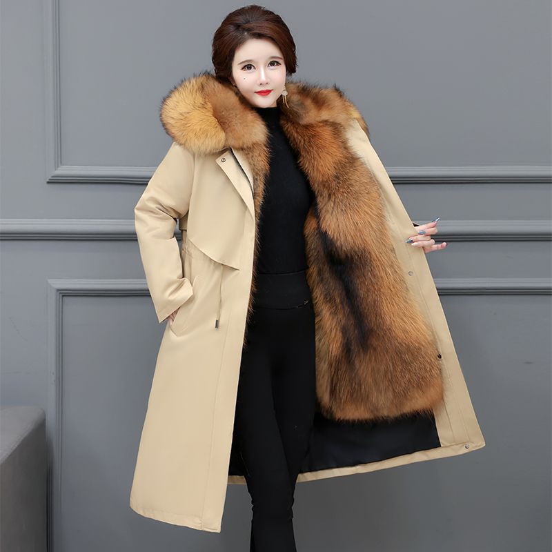 中老年派克服女新可拆卸母亲睡衣冬加厚狐狸内胆保暖棉衣女 - 图0