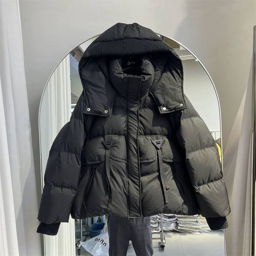 小个子短款冬季羽绒服2025新款韩版面包宽松加厚连帽鸭绒外套 - 图2