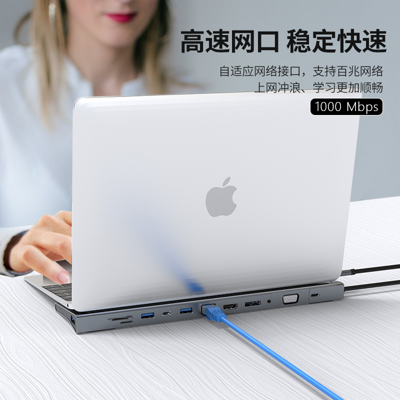 十一合一拓展坞Typec转hdmi网口千兆DP扩展坞MST多屏显示HUB转换器USB3.0投屏雷电 - 图3