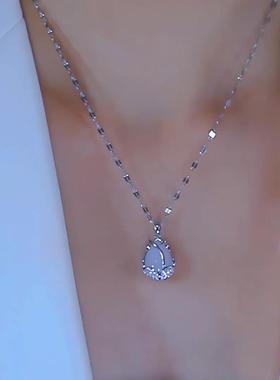 郁金香猫眼石吊坠项链女轻奢