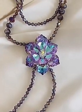 紫水晶花朵流苏毛衣链大气百搭