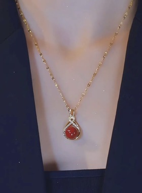 新中式福袋红珠项链女轻奢小众女