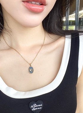 HIBAO喜小宝法式黑色滴油项链女