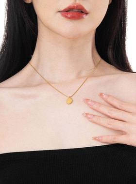 HIBAO喜小宝金色圆牌项链不掉色