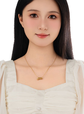 HIBAO喜小宝金属风螺旋双珠项链