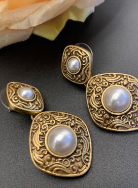 《星霜荏苒》中古vintage复古小众轻奢高级感宫廷风耳坠大气耳钉