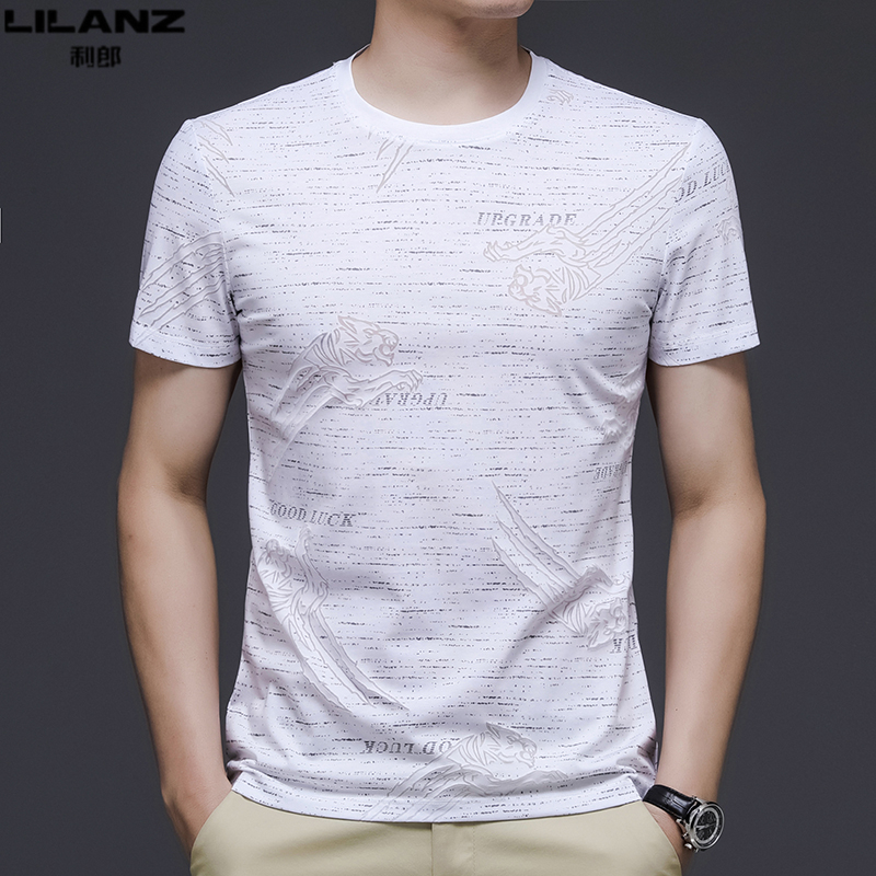 利郎男装短袖T恤夏季新款薄款纯棉圆领体恤男士时尚休闲百搭上衣