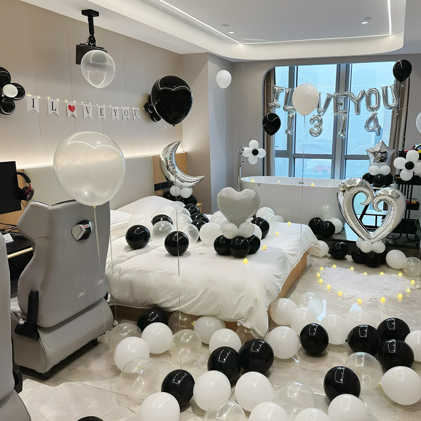 纪念日情侣求婚道具情人节表白浪漫惊喜场景布置卧室背景墙气球,淘宝优惠券,粉丝福利购,淘宝优惠卷