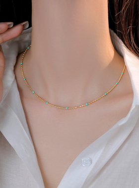 伊灿极细绿松石素链项链女款