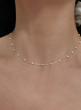 伊灿日韩轻奢珍珠项链时尚锁骨链