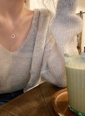 伊灿女简约双环相扣项链百搭颈链