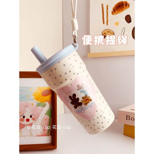 ins吸管保温杯女生高颜值2025新款儿童小巧便携水杯316不锈钢杯子 - 图3