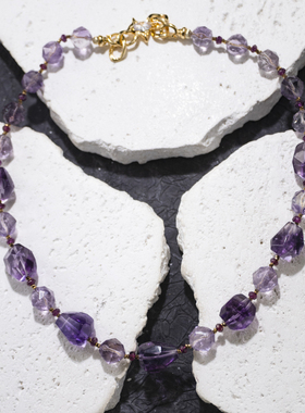 二梦三青【云霄燕尾蝶】原创小众天然紫水晶项链女时尚百搭锁骨链