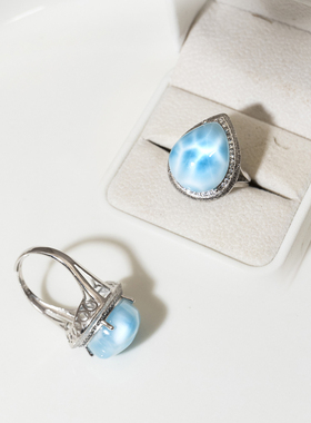 二梦三青【指尖缠绕】银戒指天然石戒圈尾戒水晶蜜蜡绿松石高级感