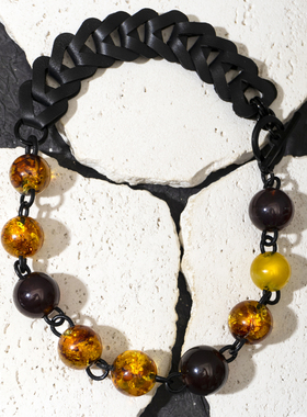 二梦三青【漂浮在波罗的海】原创小众琥珀项链女毛衣链天然高级感