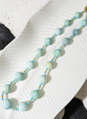 二梦三青【我的小时候】baby蓝绿松石项链女时尚珠宝高瓷原创高级