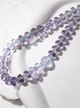 二梦三青【拜伦湾的灯塔】轻奢氛围感紫水晶拼接混搭项链女海蓝宝