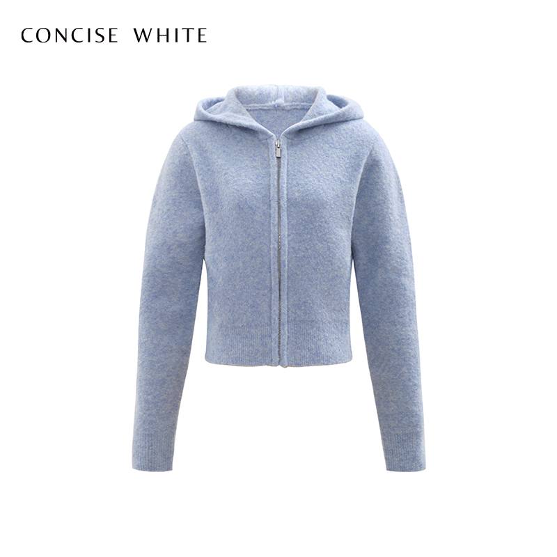 CONCISE-WHITE简白圈圈绒针织开衫羊毛衫女秋冬新品设计师品牌