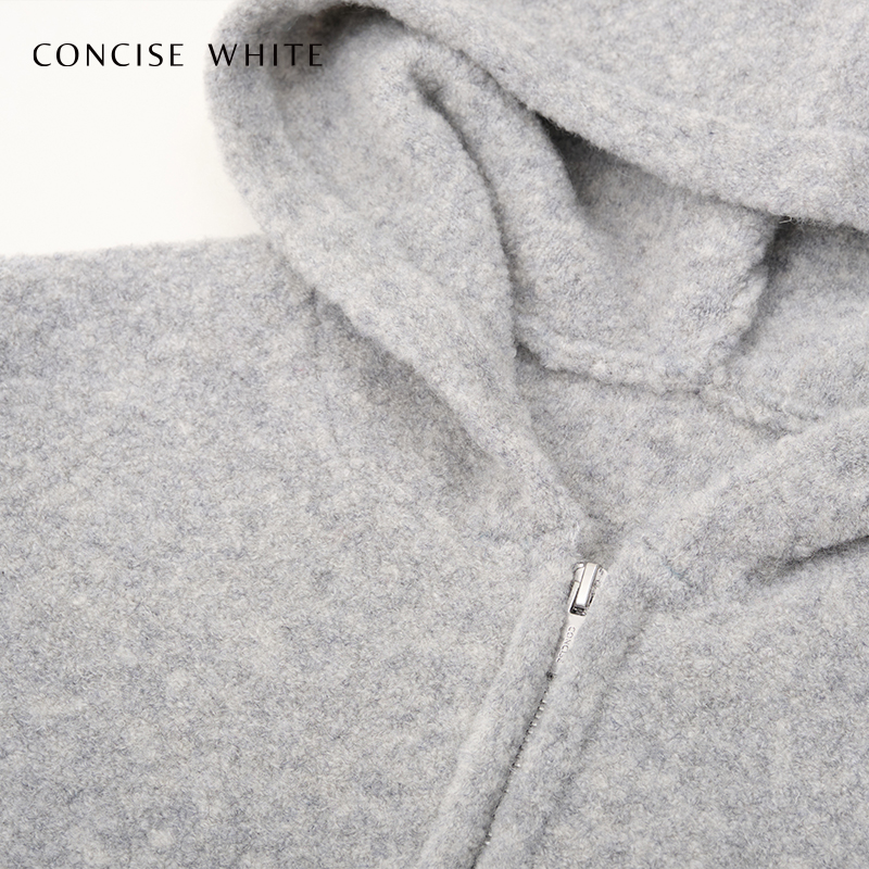 CONCISE-WHITE简白圈圈绒针织开衫羊毛衫女23秋冬新品设计师品牌