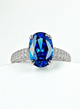 欧美热销蓝尖晶荧光灯变色戒指