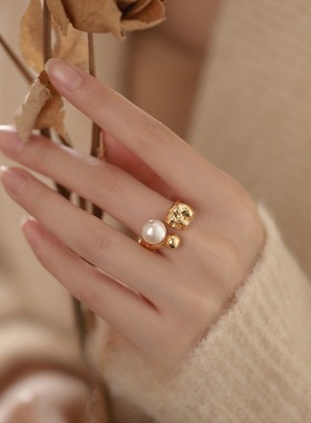 新款爆款法式复古珍珠戒指