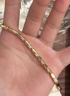 Vintage中古法式镶钻蛇骨手链