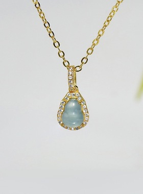 新中式镀金蓝水绿水葫芦项链